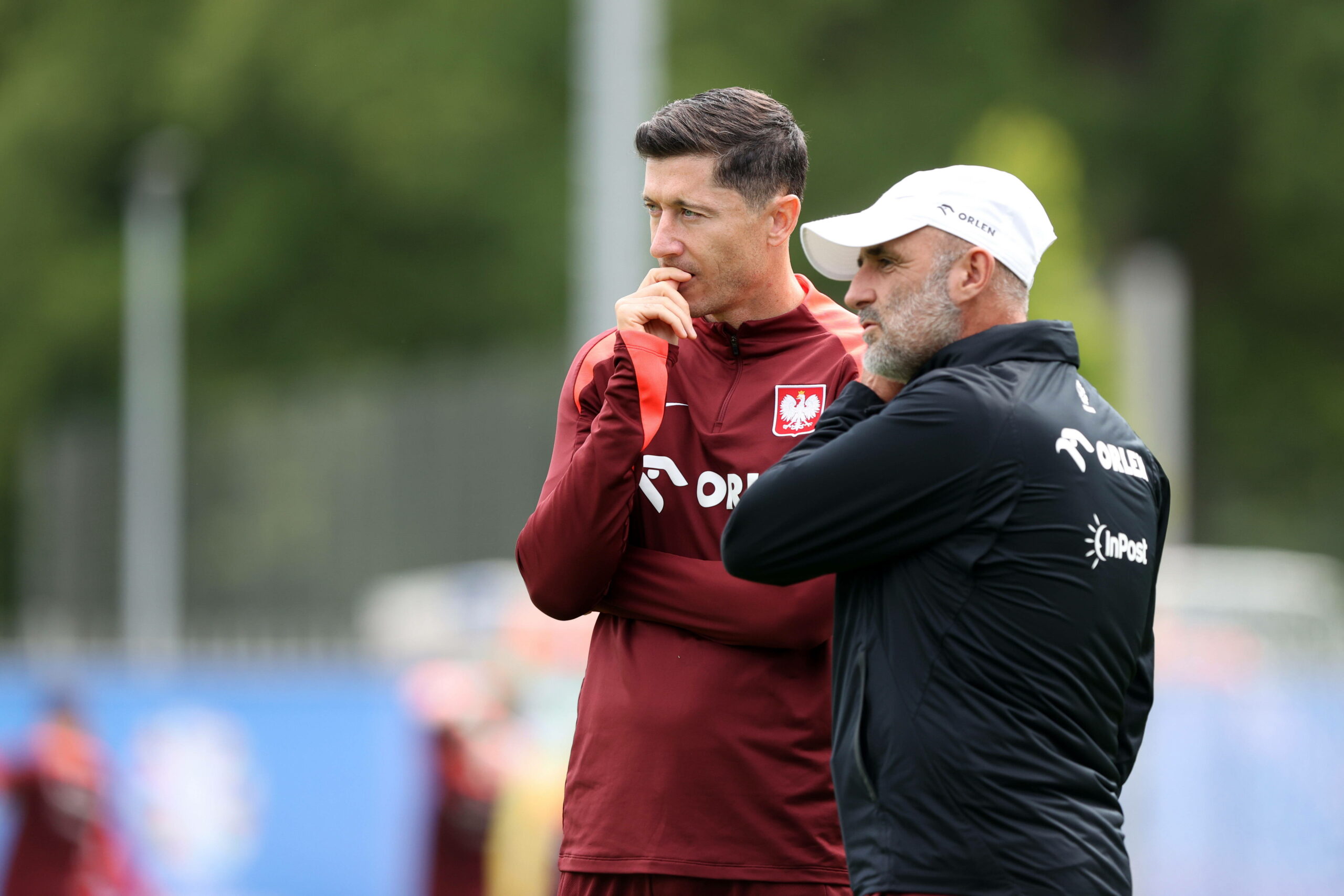 Robert Lewandowski im Gespräch mit Polens Nationaltrainer Michal Probierz
