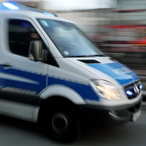 Ein Polizeifahrzeug mit Blaulicht (Symbolbild)..