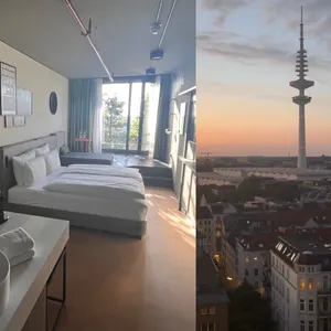 Die MOPO hat im neuen Hotel im Feldstraßenbunker übernachtet. Von da oben hat man einen spektakulären Blick über die Stadt.