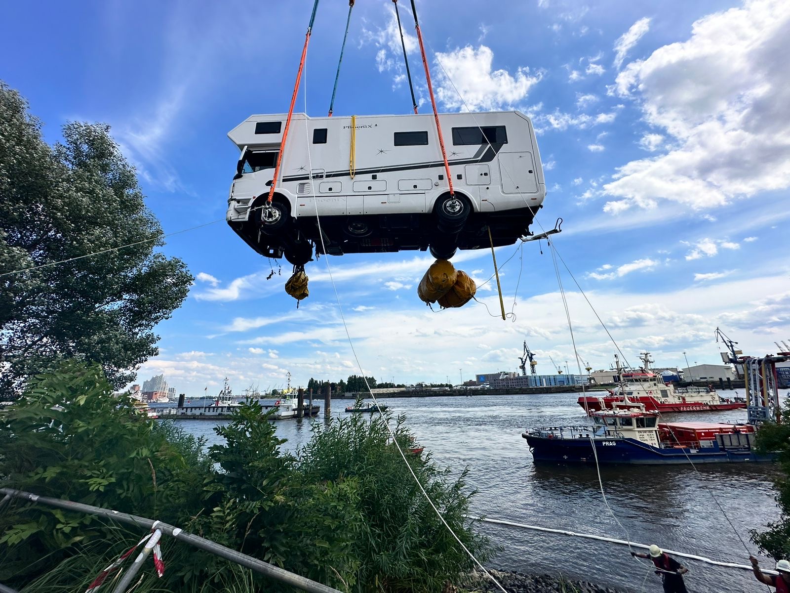 Schweizer ehepaar versenkt teures Wohnmobil beim Rangieren am Fischmarkt in der Elbe – Aufwendiger Bergung