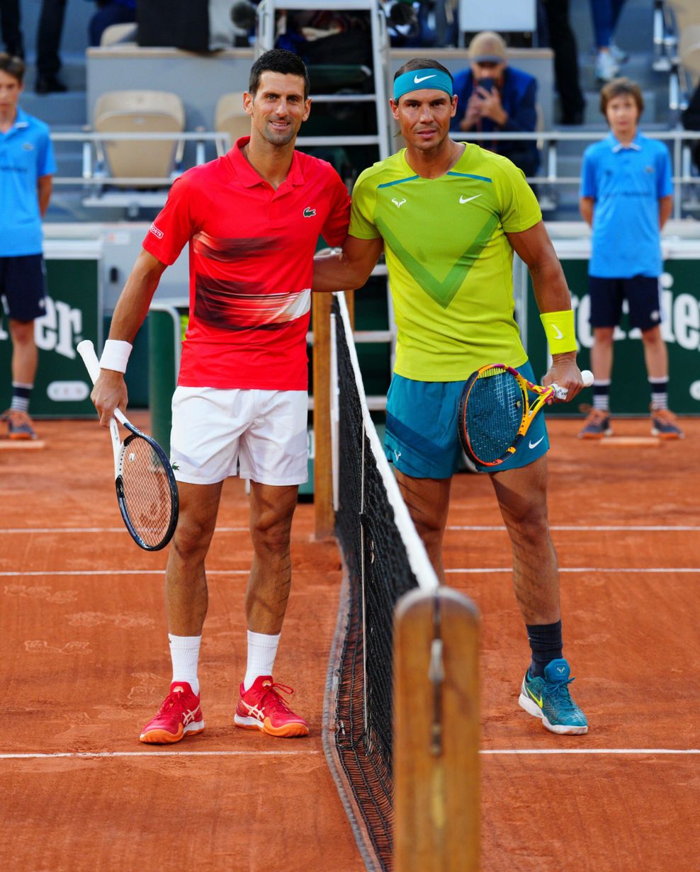 Novak Djokovic und Rafael Nadal bei den French Open.