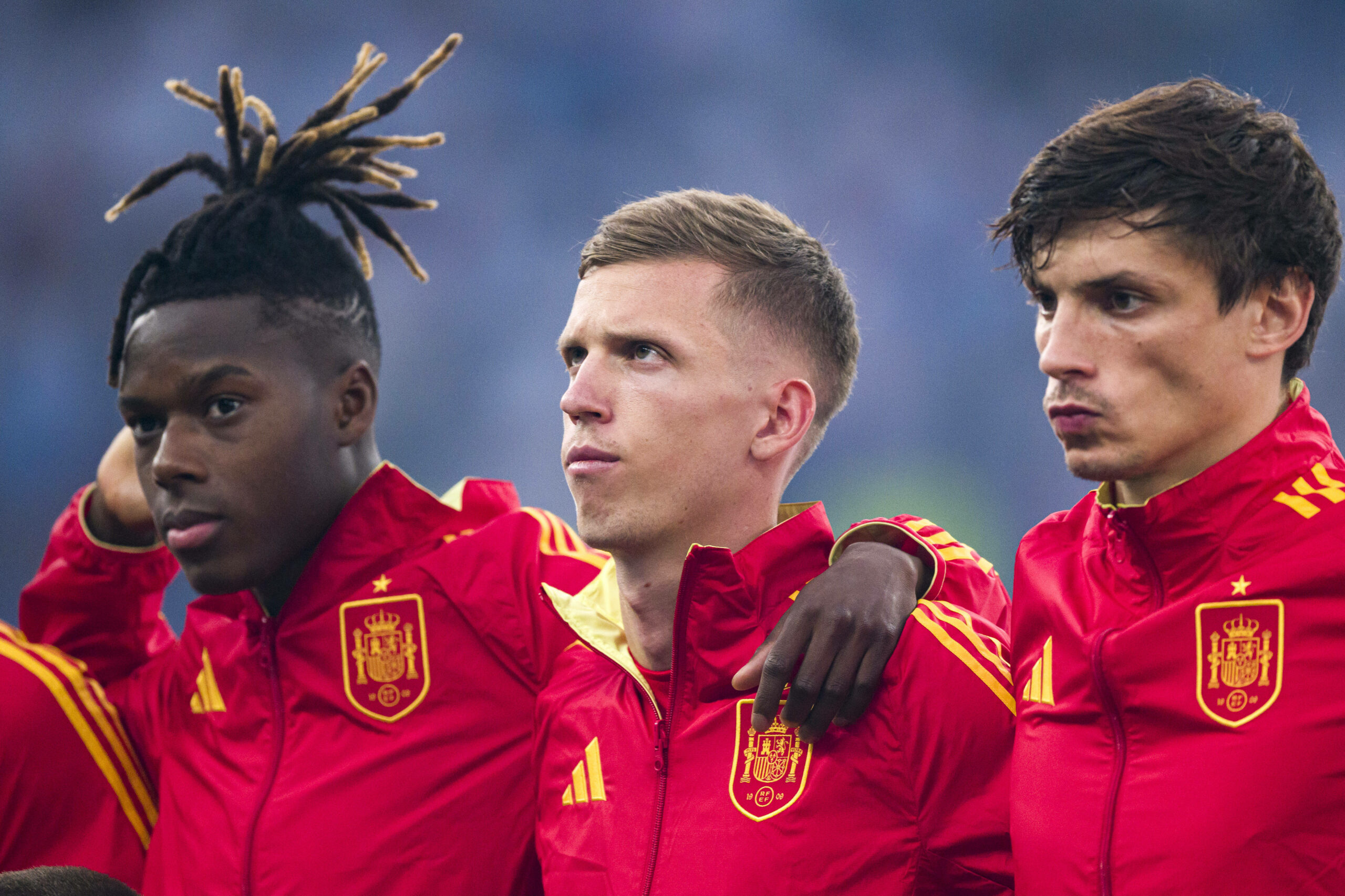 Nico Williams, Dani Olmo und Robin Le Normand bei der spanischen Nationalmannschaft