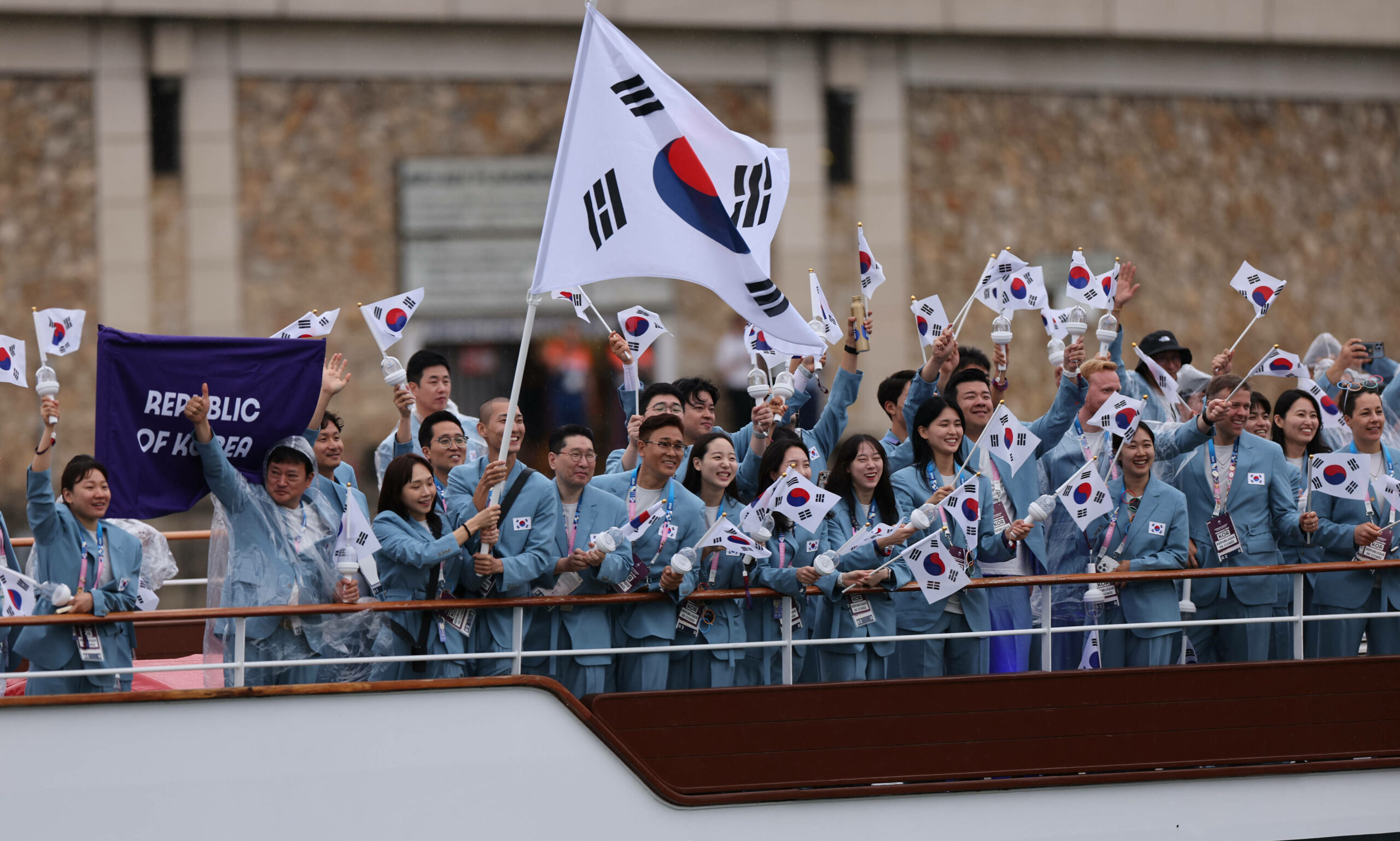 Südkoreas Sportlerinnen und Sportler bei der Eröffnungsfeier