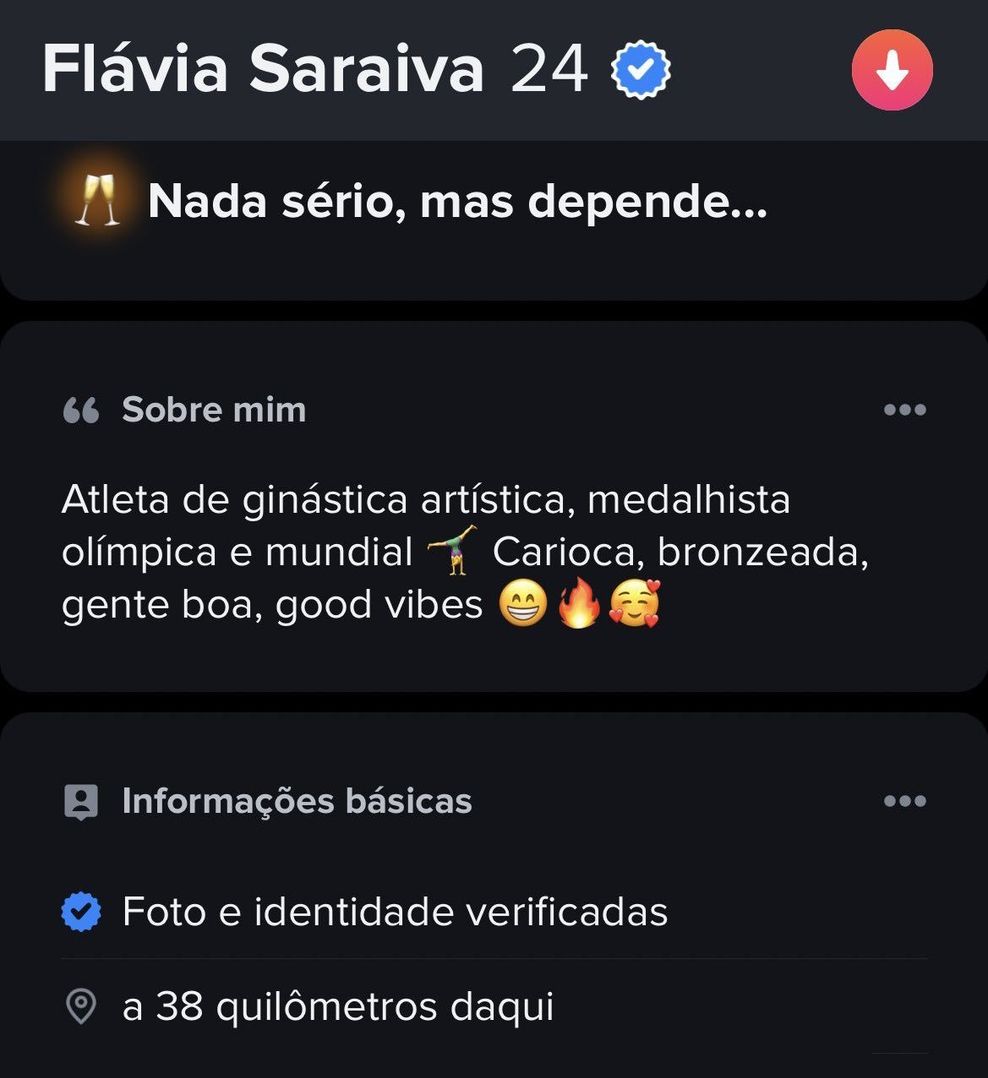 Das Tinderprofil von Flávia Saraiva