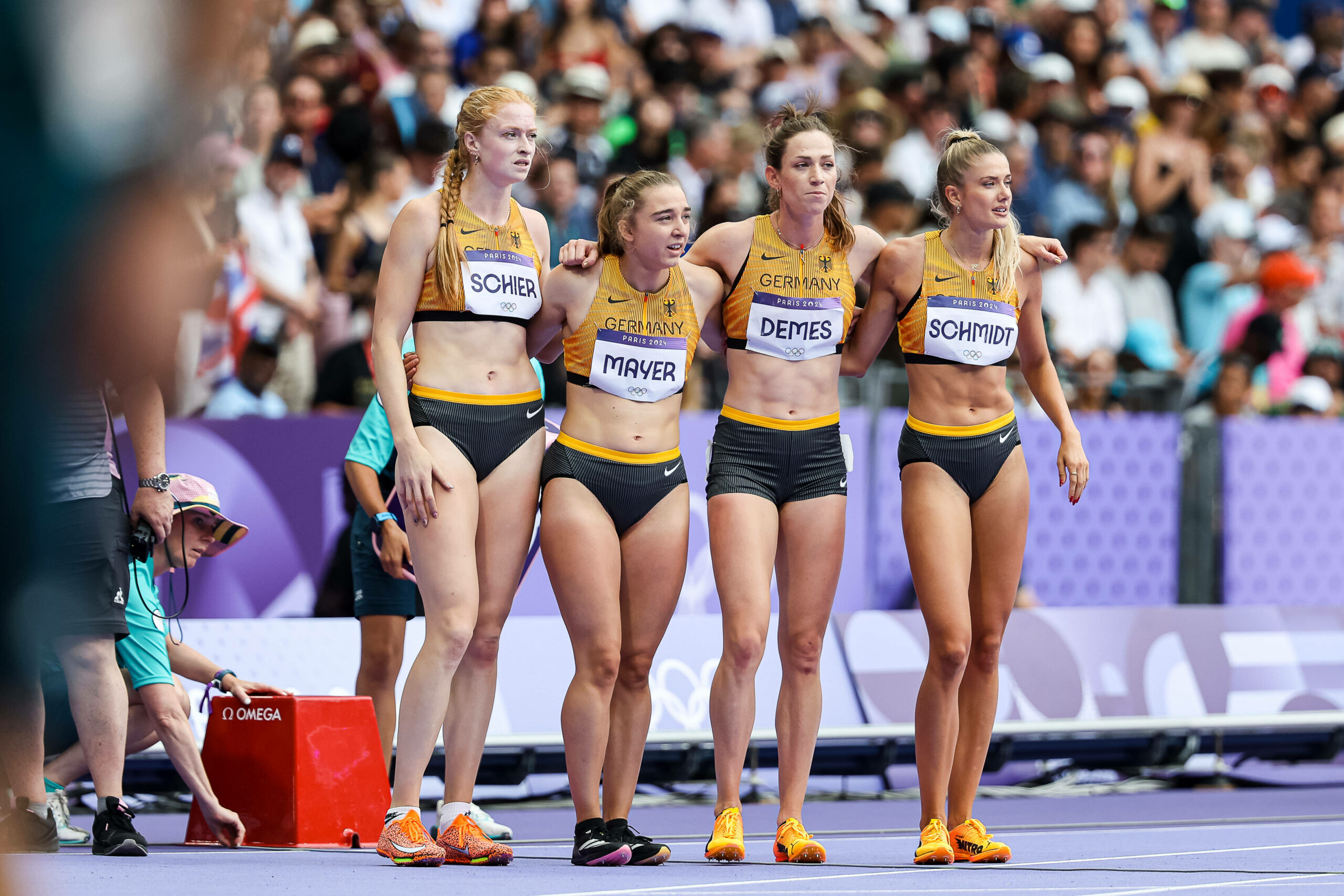 Die deutsche Frauen-Staffel über 4x400 Meter