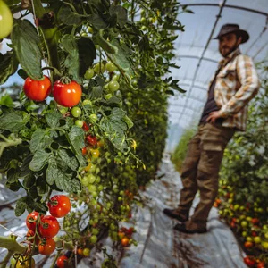 Landwirt Hannes Höhne und seine Tomaten
