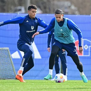 Ransford Königsdörffer und Andras Nemeth im HSV-Training