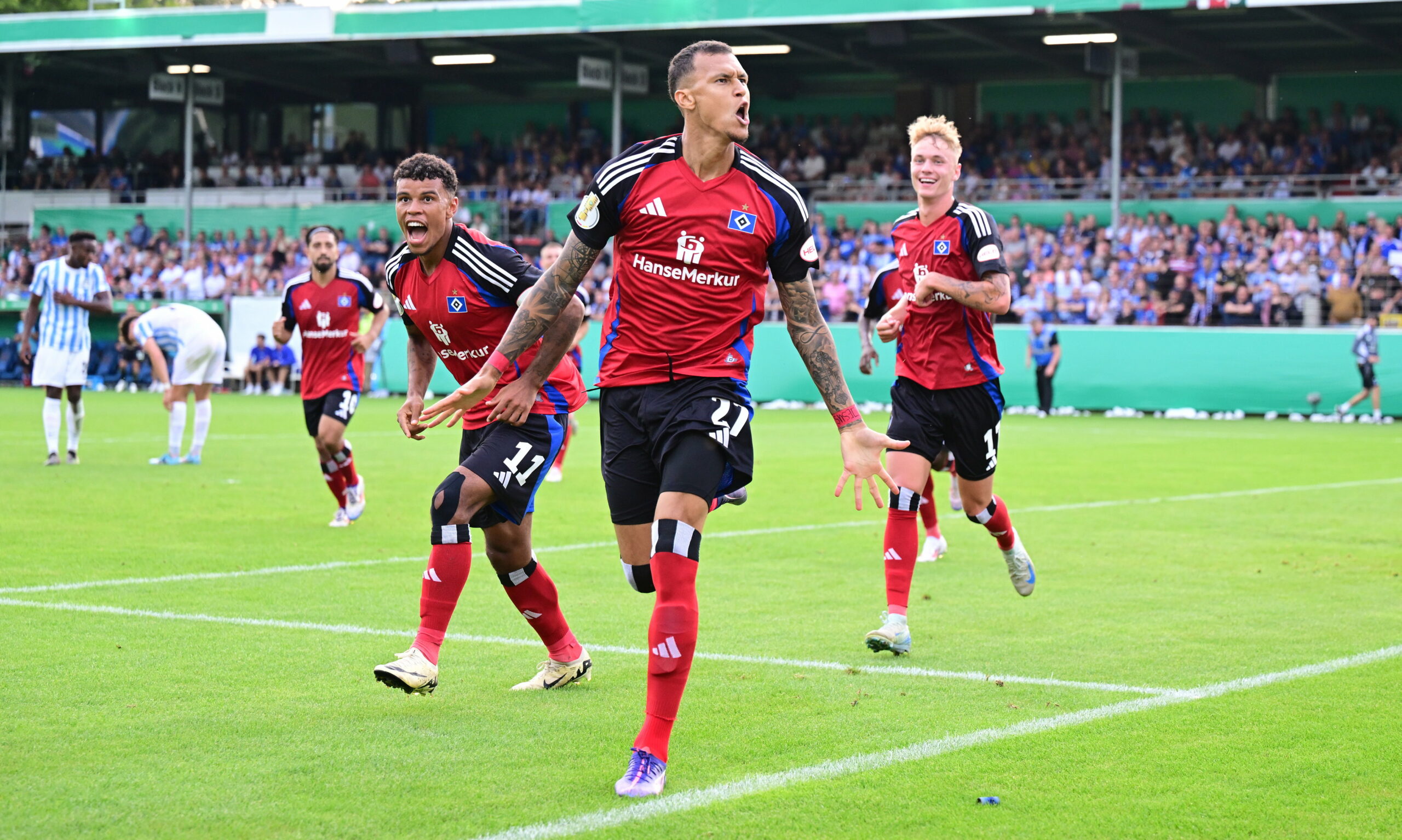 HSV-Profi Davie Selke jubelt in Meppen