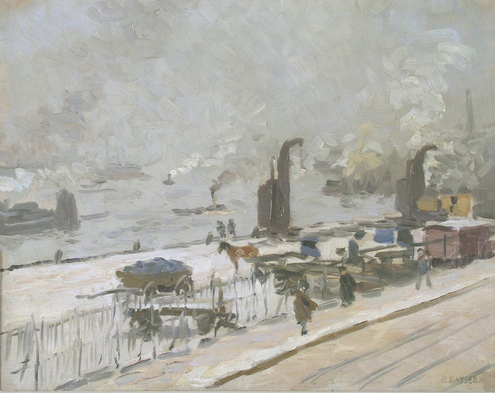 Paul Kayser (1869-1942): Kehrwieder im Winter, 1909, Öl/Textil, 41 x 51 cm, Sammlung Hamburger Sparkasse