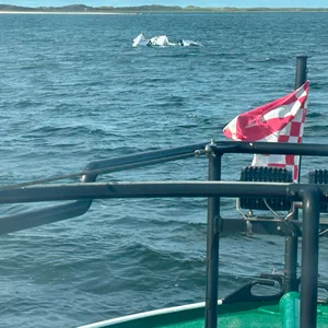 Mit dem Seenotrettungsboot „Horst Heiner Kneten“ retten die Seenotretter den Kitesurfer, der noch bei seinem Kiteschirm im Wasser treibt.