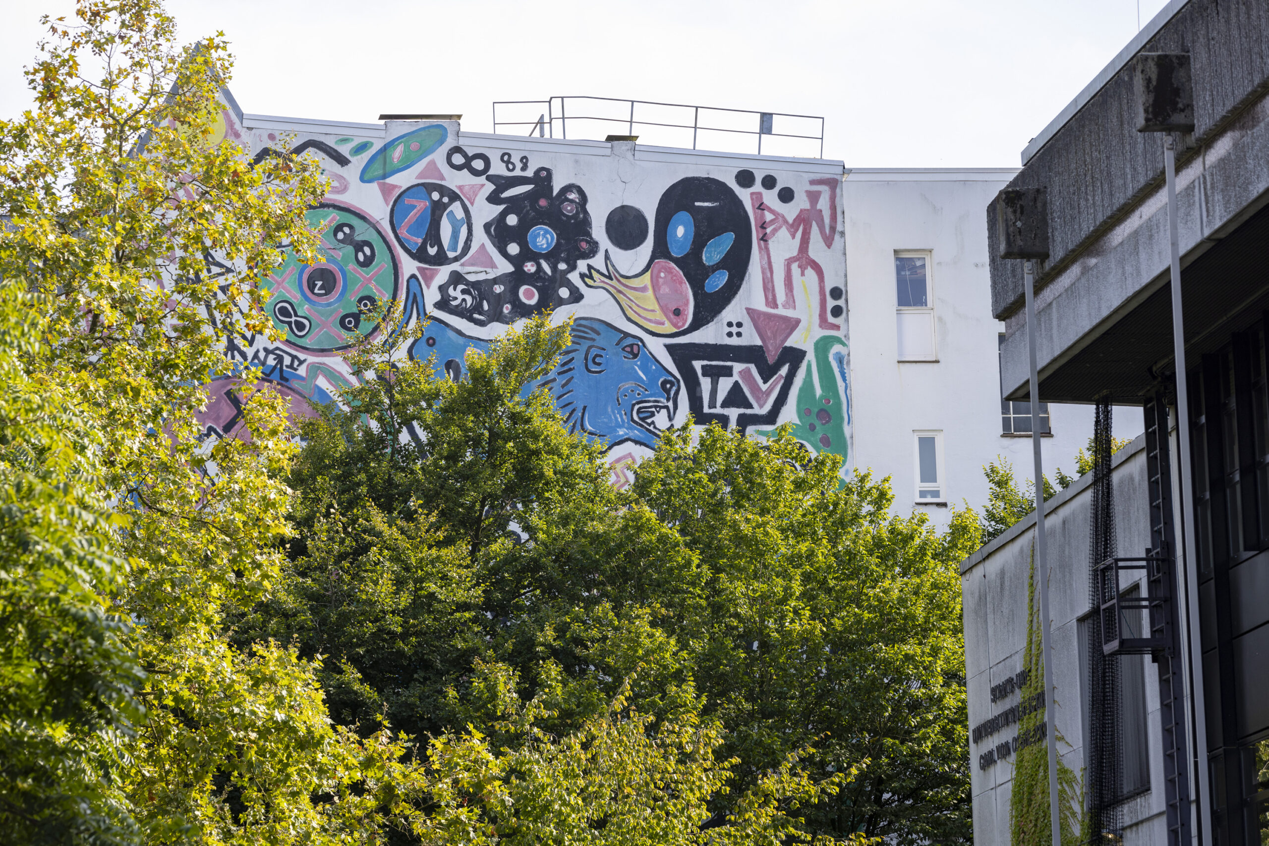 Seltsame Symbole ggf mit NS Nähe auf einer einer Hauswand in der Schlüterstraße 5 in Campusnähe