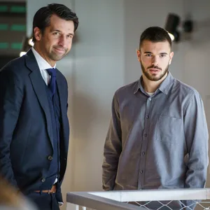 Jonas Boldt und Mario Vuskovic beim Prozess in Frankfurt