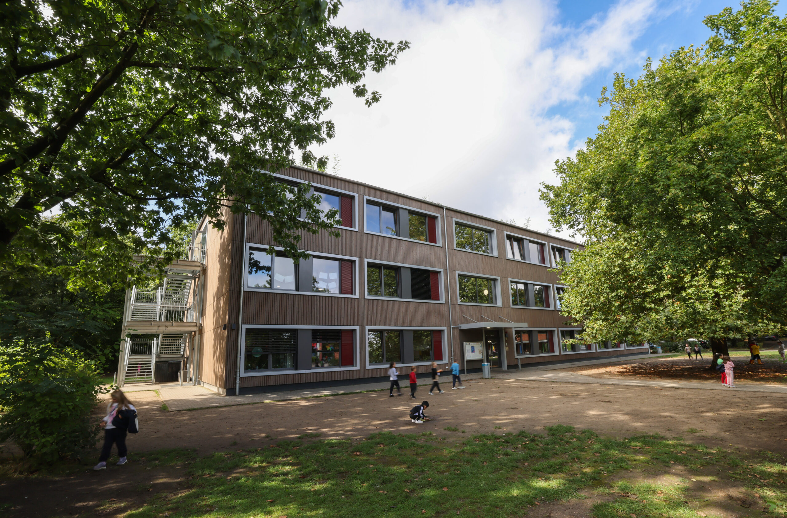 Ein „Hamburger Klassenhaus“ der Schule Stengelestraße in Hamburg-Horn.