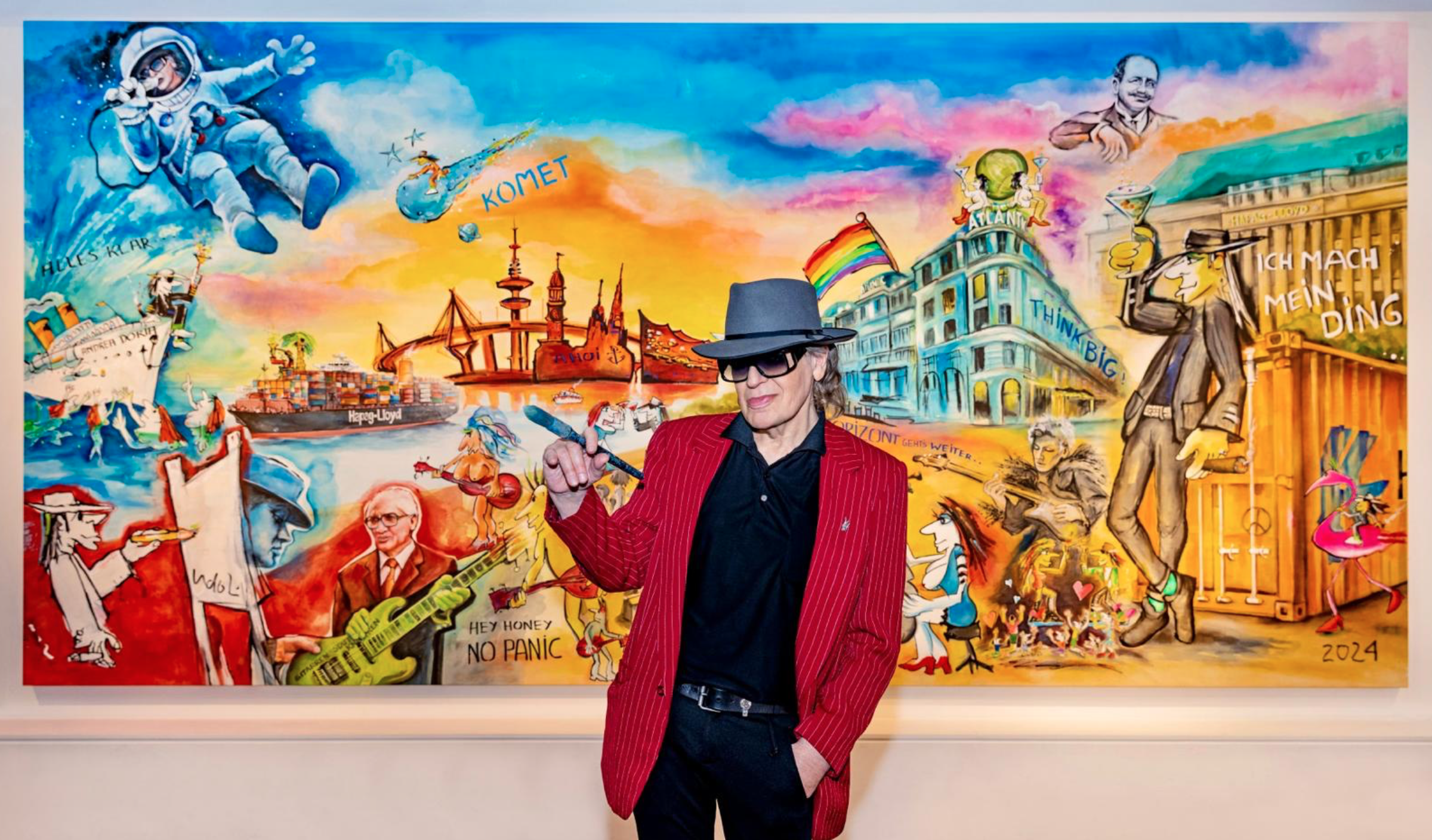 Der Meister vor seinem Werk: Udo Lindenberg und sein neues XXL-Gemälde.