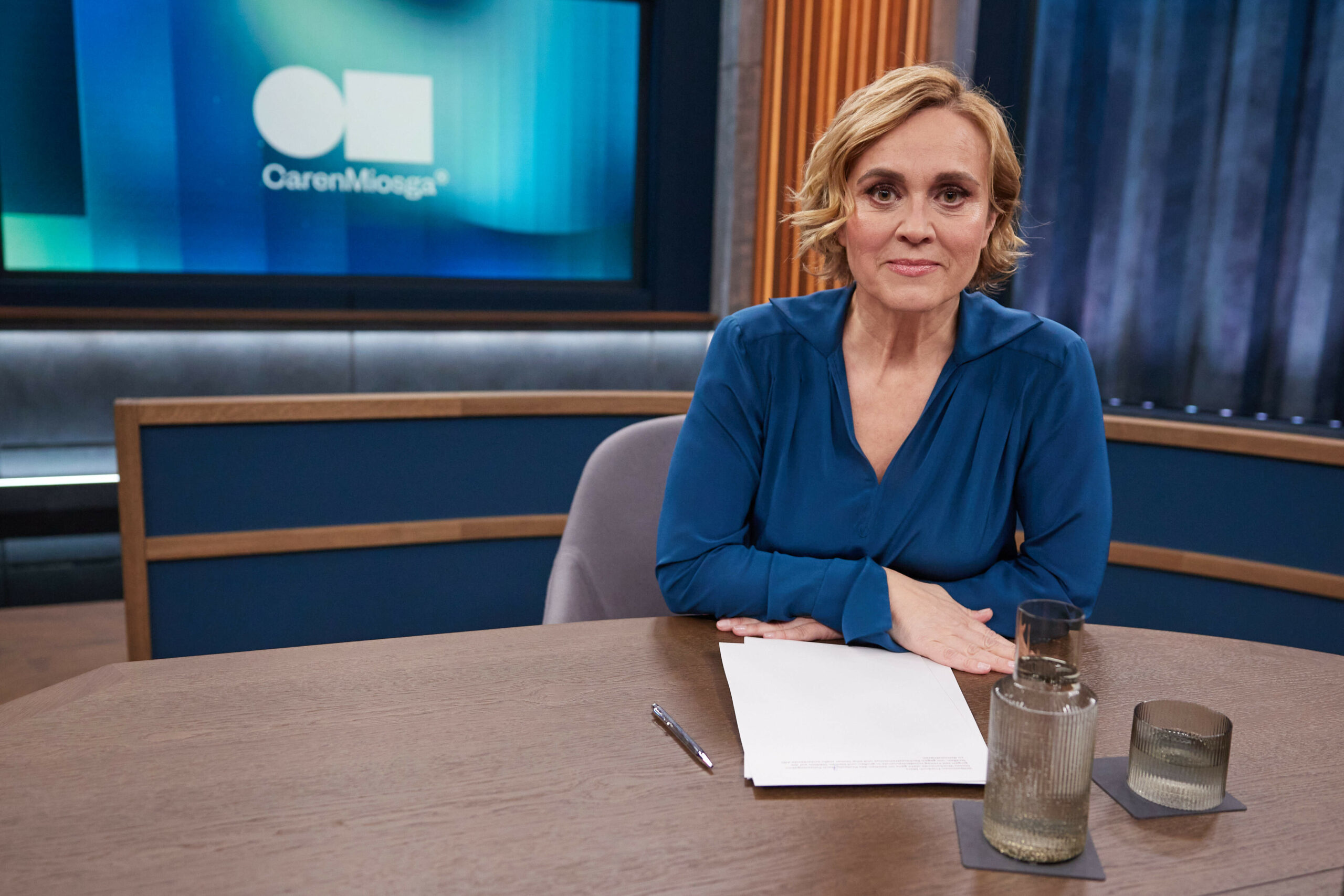 Caren Miosga im Studio ihrer gleichnamigen Talkshow (Archivbild).