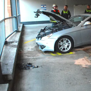 Der Mercedes krachte mit so viel Wucht gegen das Geländer, dass Ziegelsteine aus der Mauer gedrückt wurden.