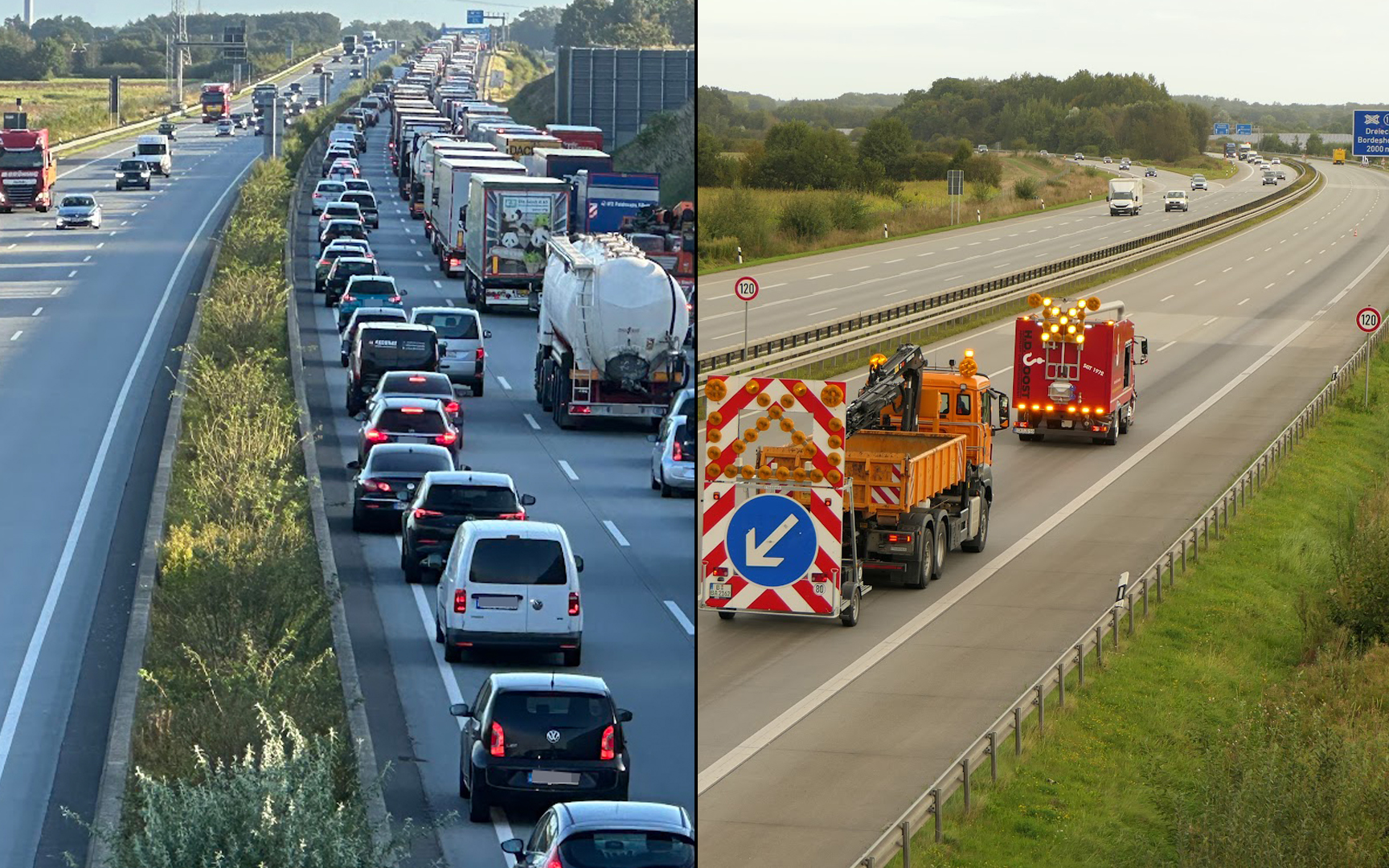 A7 wird von der Ölspur gereinigt.