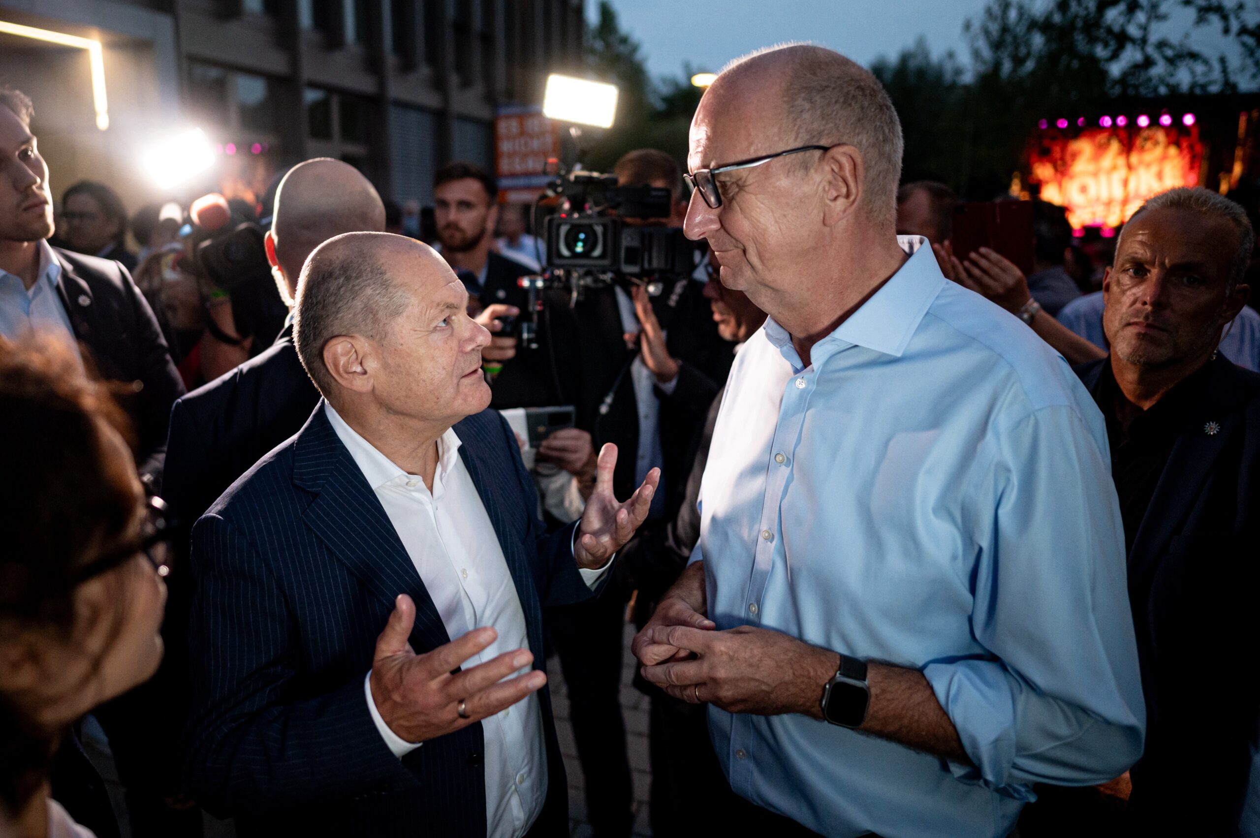 Zum Sommerfest der Brandenburger SPD besuchte Olaf Scholz Ministerpräsident Dietmar Woidke (beide SPD). Es war der einzige gemeinsame Termin.