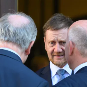 Stephan Weil, Michael Kretschmer, Kai Wegner und Markus Söder in Leipzig