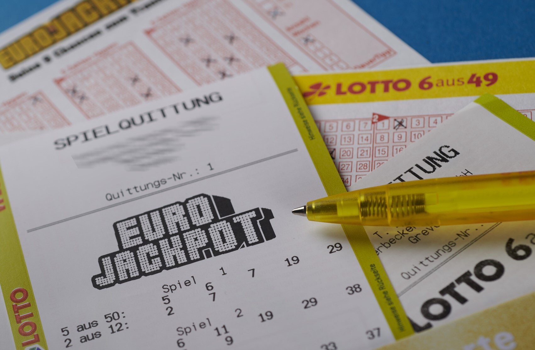 Spielquittung für die Lotterie Eurojackpot (Symbolbild).