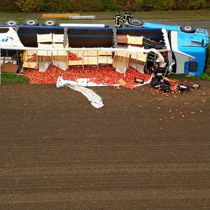 Der Lastwagen, der aus dem Alten Land in Stade kam, war mit frischen Äpfeln beladen.