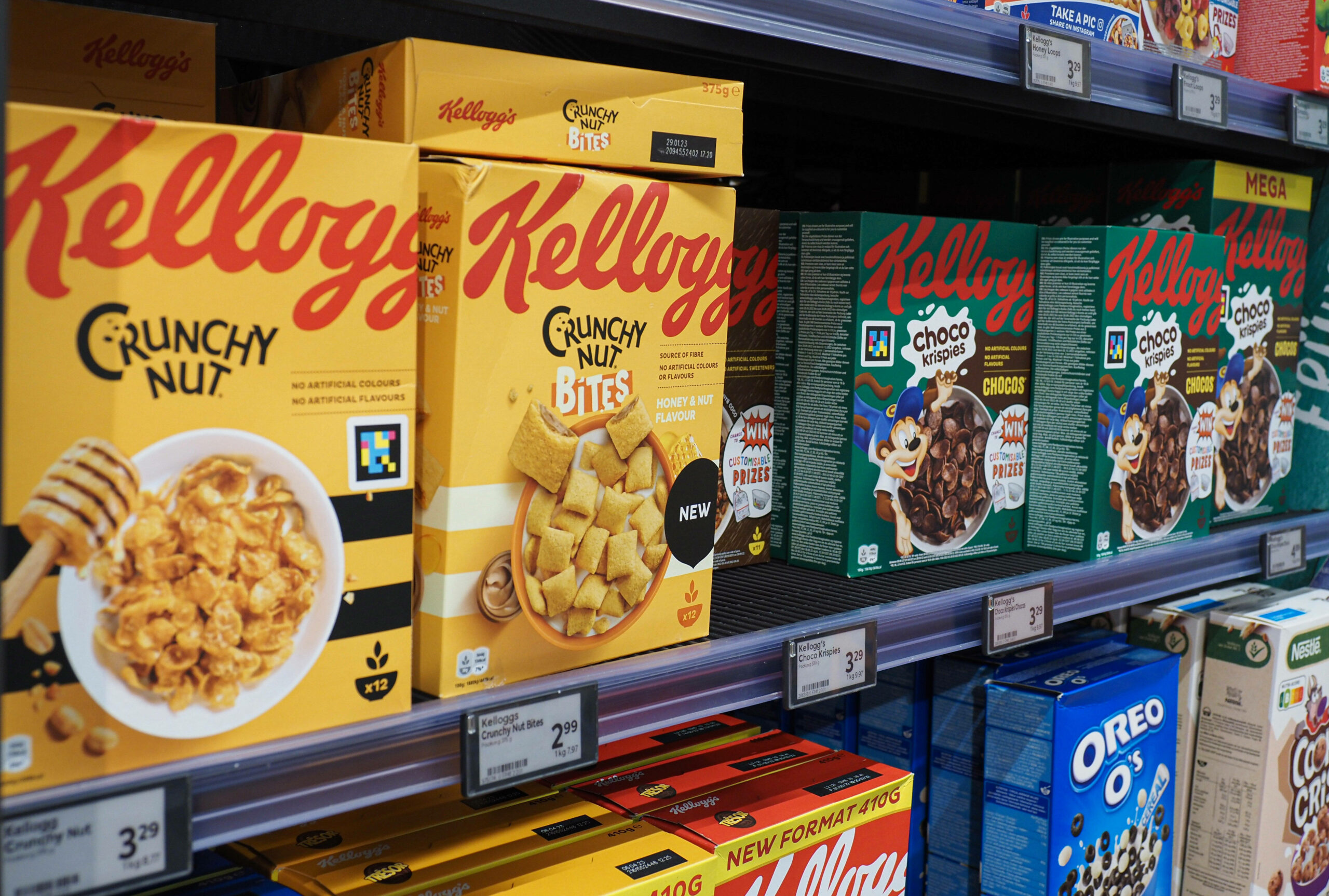 Kellogg‘s-Produkte in einem Supermarkt-Regal