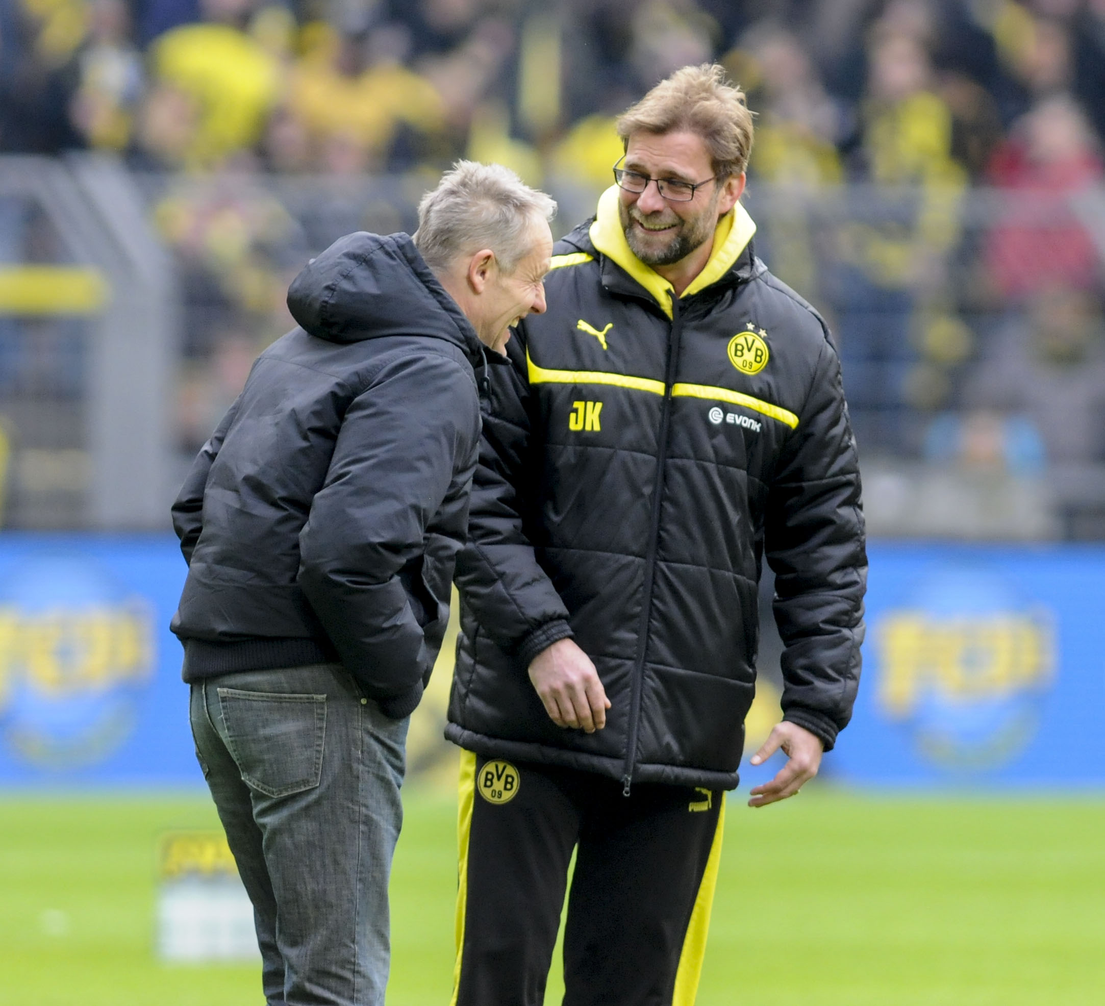 Christian Streich im Gespräch mit Jürgen Klopp