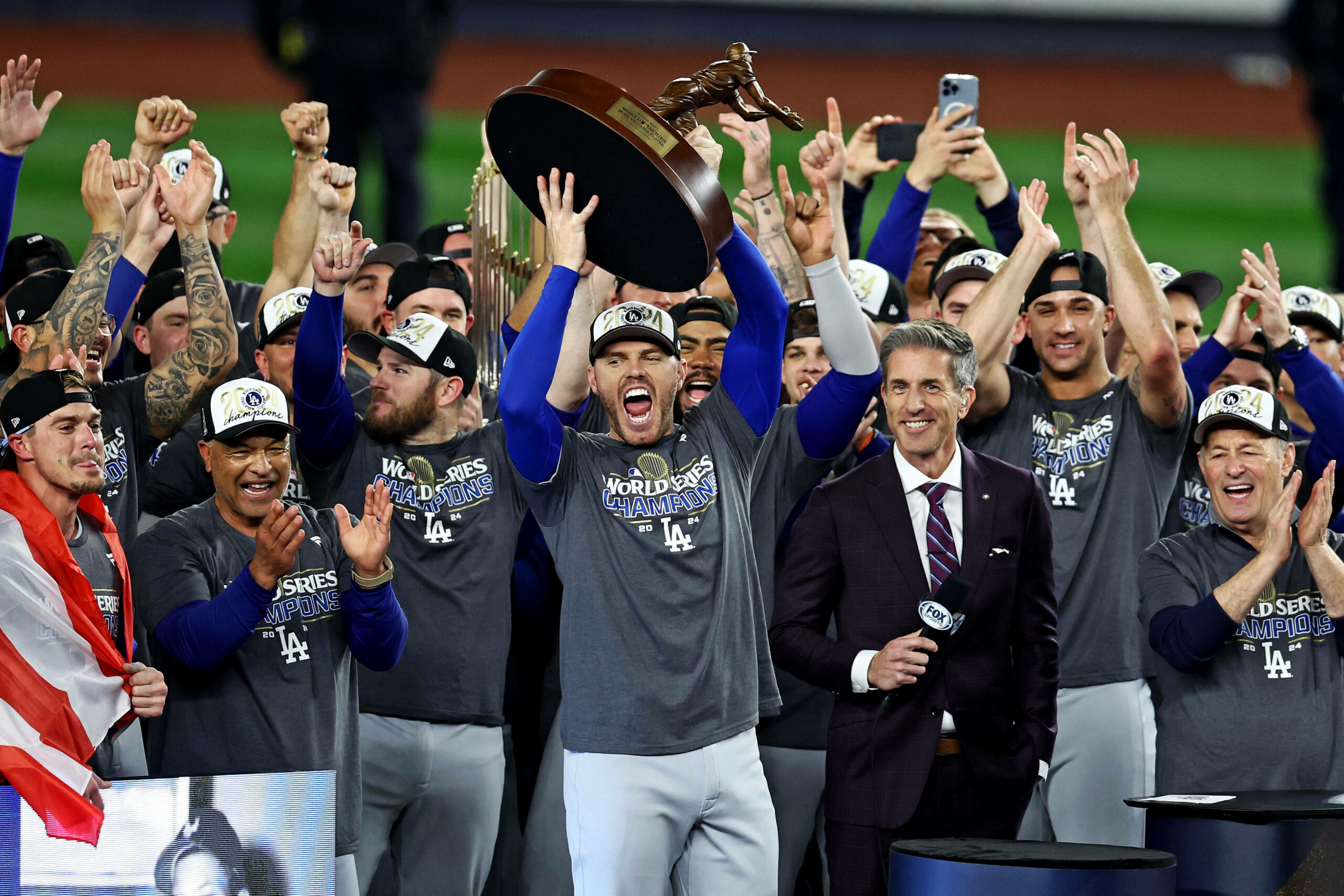 Los Angeles Dodgers feiern ihren Sieg bei den World Series