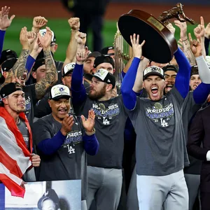 Los Angeles Dodgers feiern ihren Sieg bei den World Series