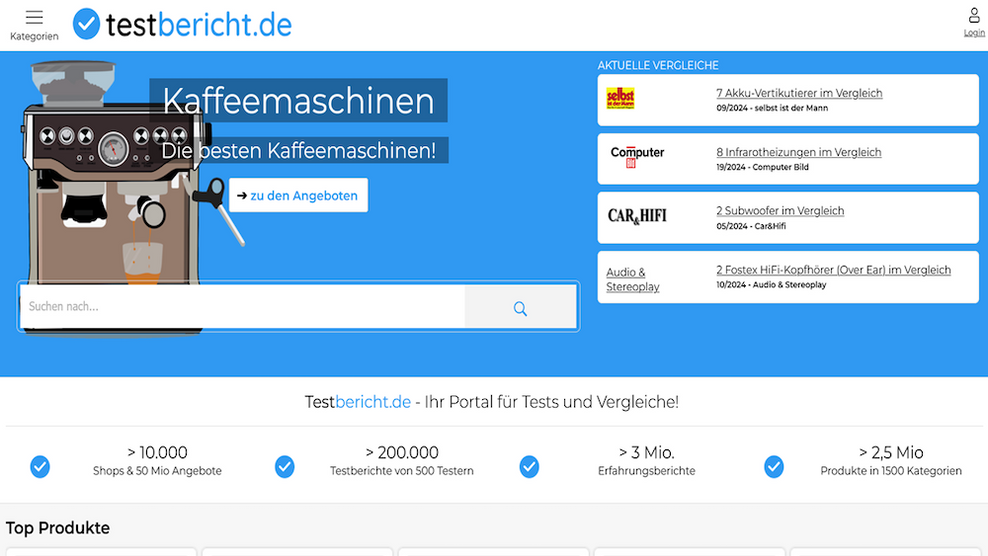 Screenshot Testbericht.de
