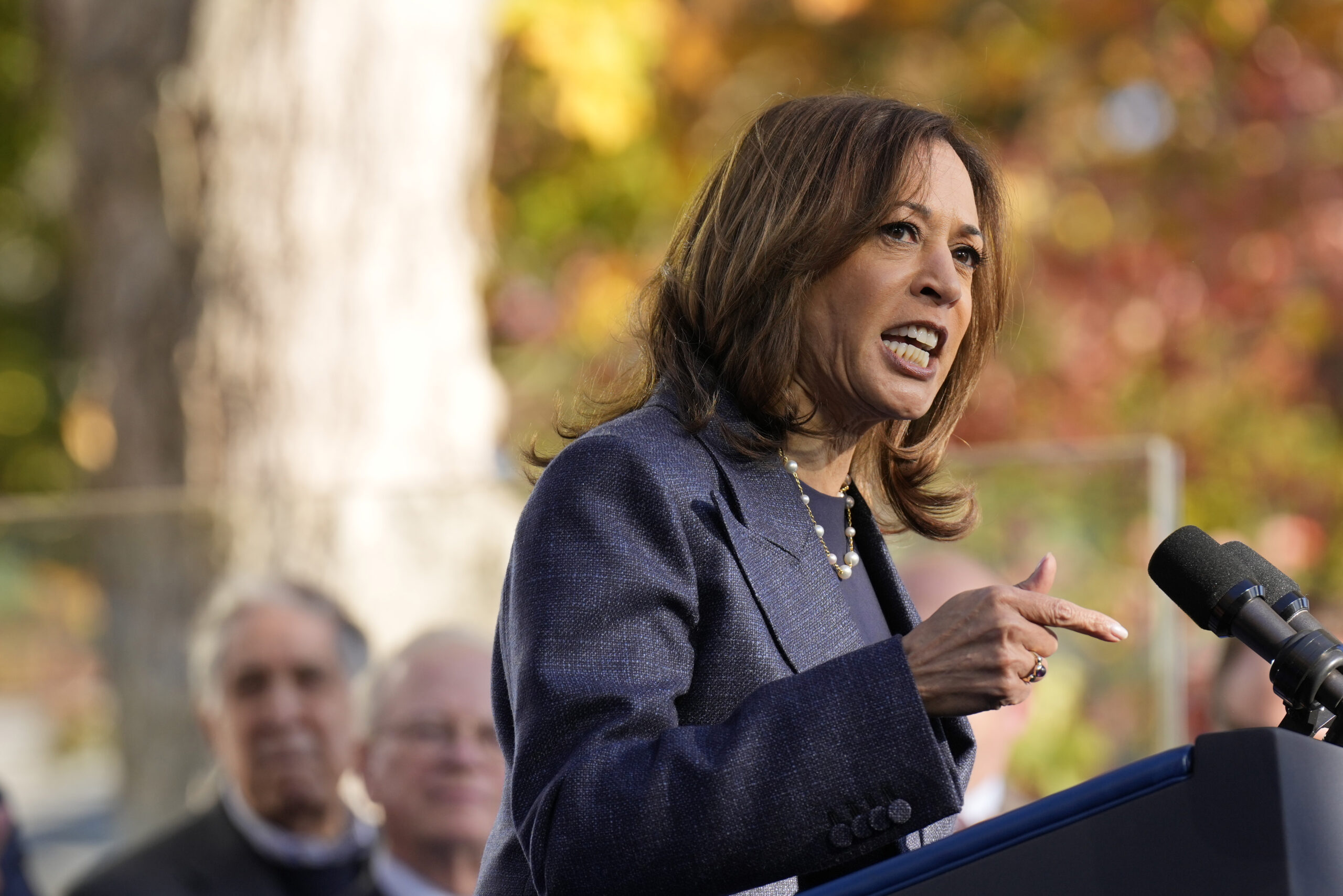 Kamala Harris bei einer Wahlkampfveranstaltung im Washington Crossing Historic Park.