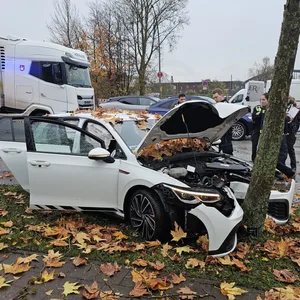 Der VW Golf GTI prallte gegen einen am Fahrbahnrand stehenden Baum.