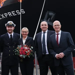 Taufe der „Hambrug Express“ am Containerterminal Burchardkai (CTB) im Hamburger Hafen