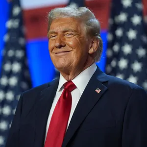 Ein alter Mann (Donald Trump) lächelnd im Anzug