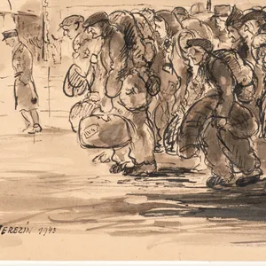 Eine Federzeichnung von Felix Bloch aus Theresienstadt