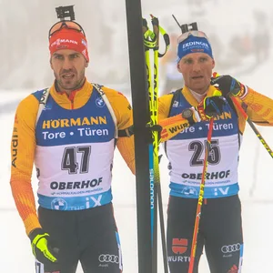 Arnd Peiffer und Erik Lesser auf der Piste