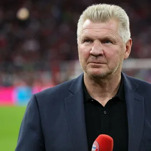 Stefan Effenberg am Mikrofon in der Allianz Arena