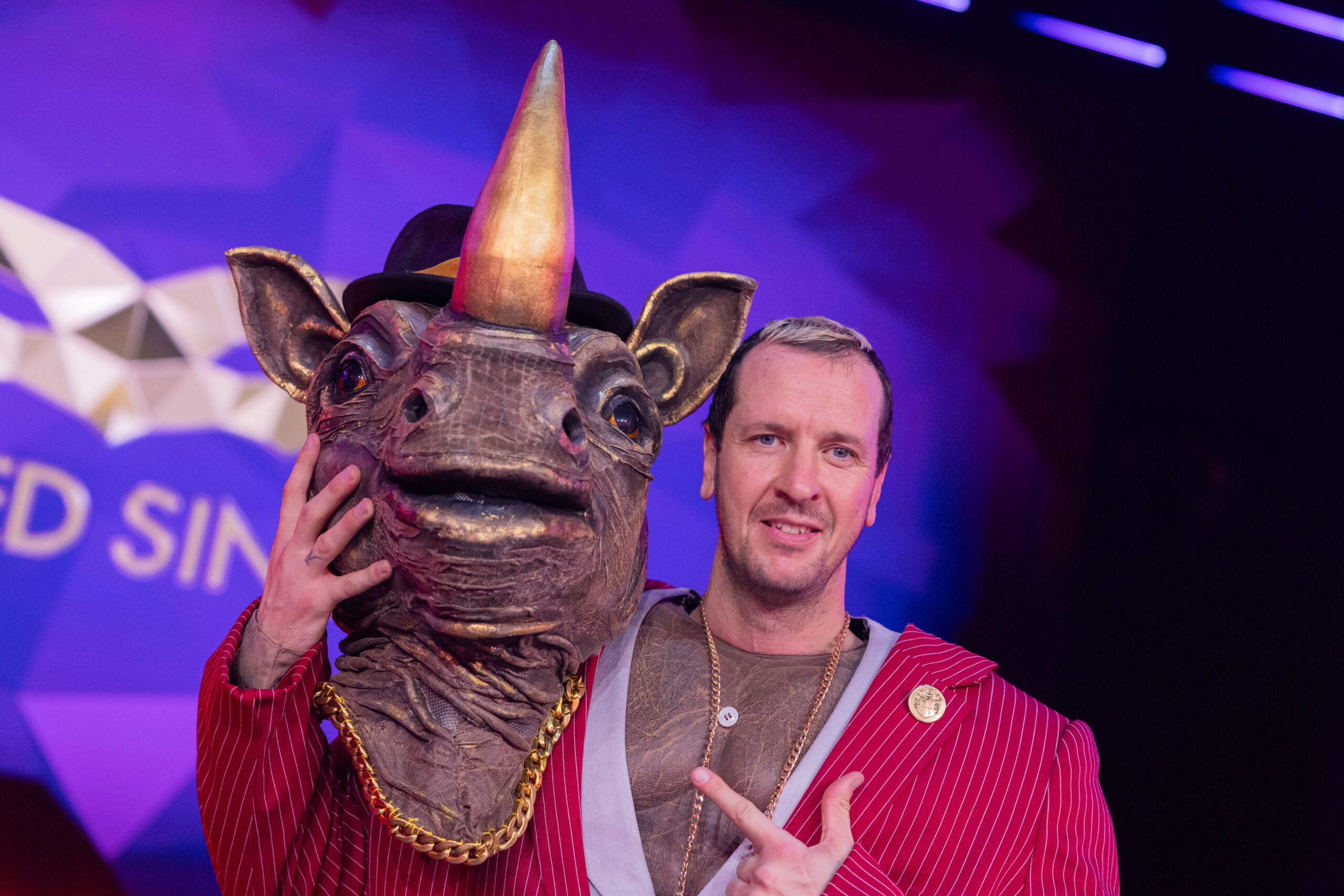 Pascal Hens, ehemaliger HSV-Handballspieler, als „Das Nashorn“ in der Prosieben-Show „The Masked Singer“.