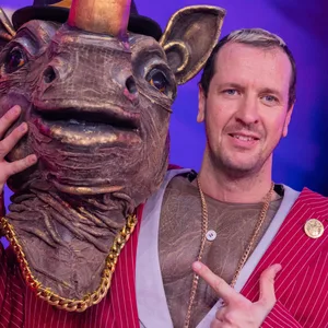 Pascal Hens, ehemaliger HSV-Handballspieler, als „Das Nashorn“ in der Prosieben-Show „The Masked Singer“.