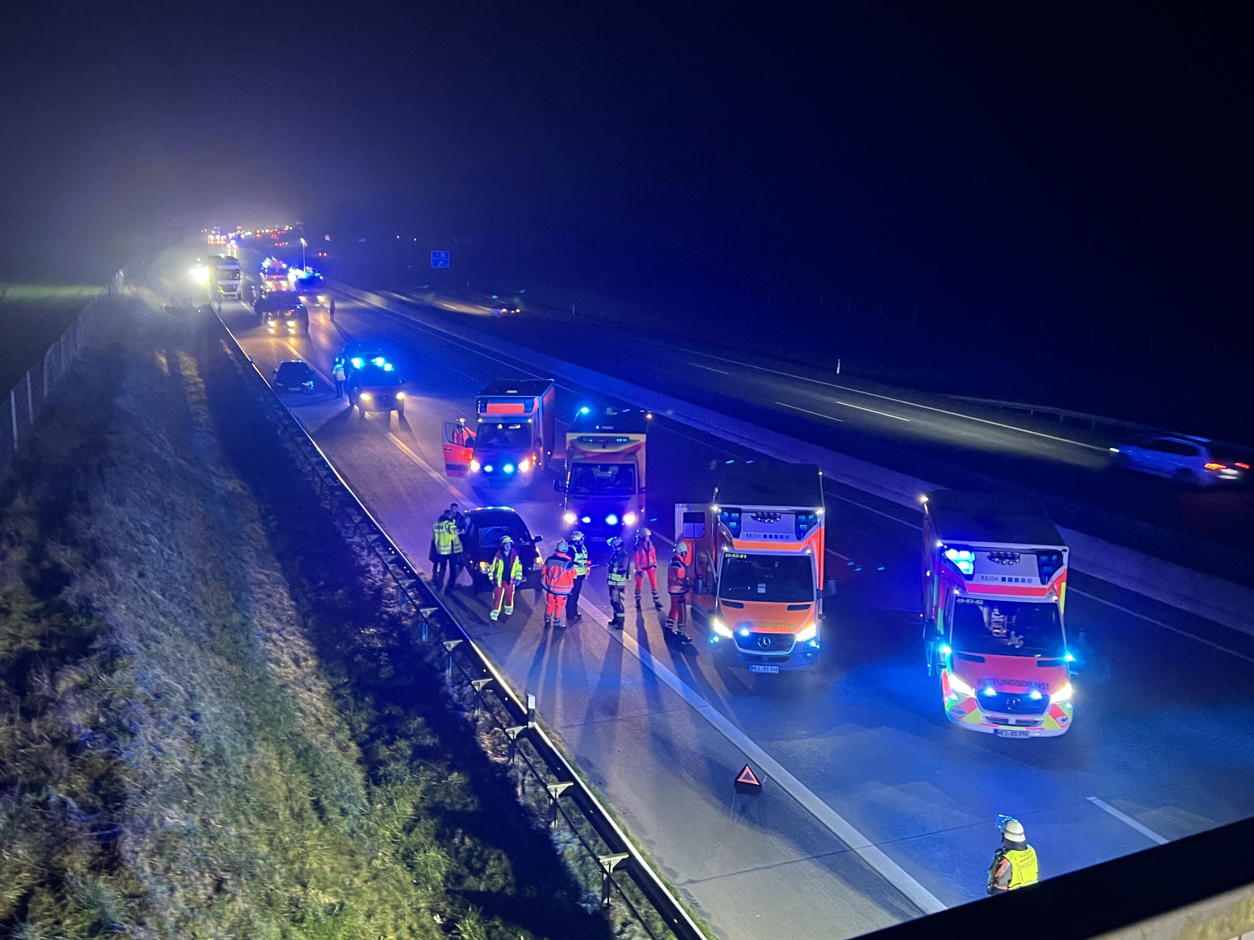 Die A7 ist in Richtung Norden vollgesperrt.