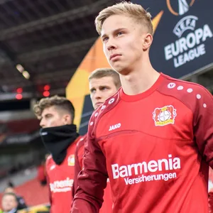Sam Schreck im Trikot von Bayer Leverkusen