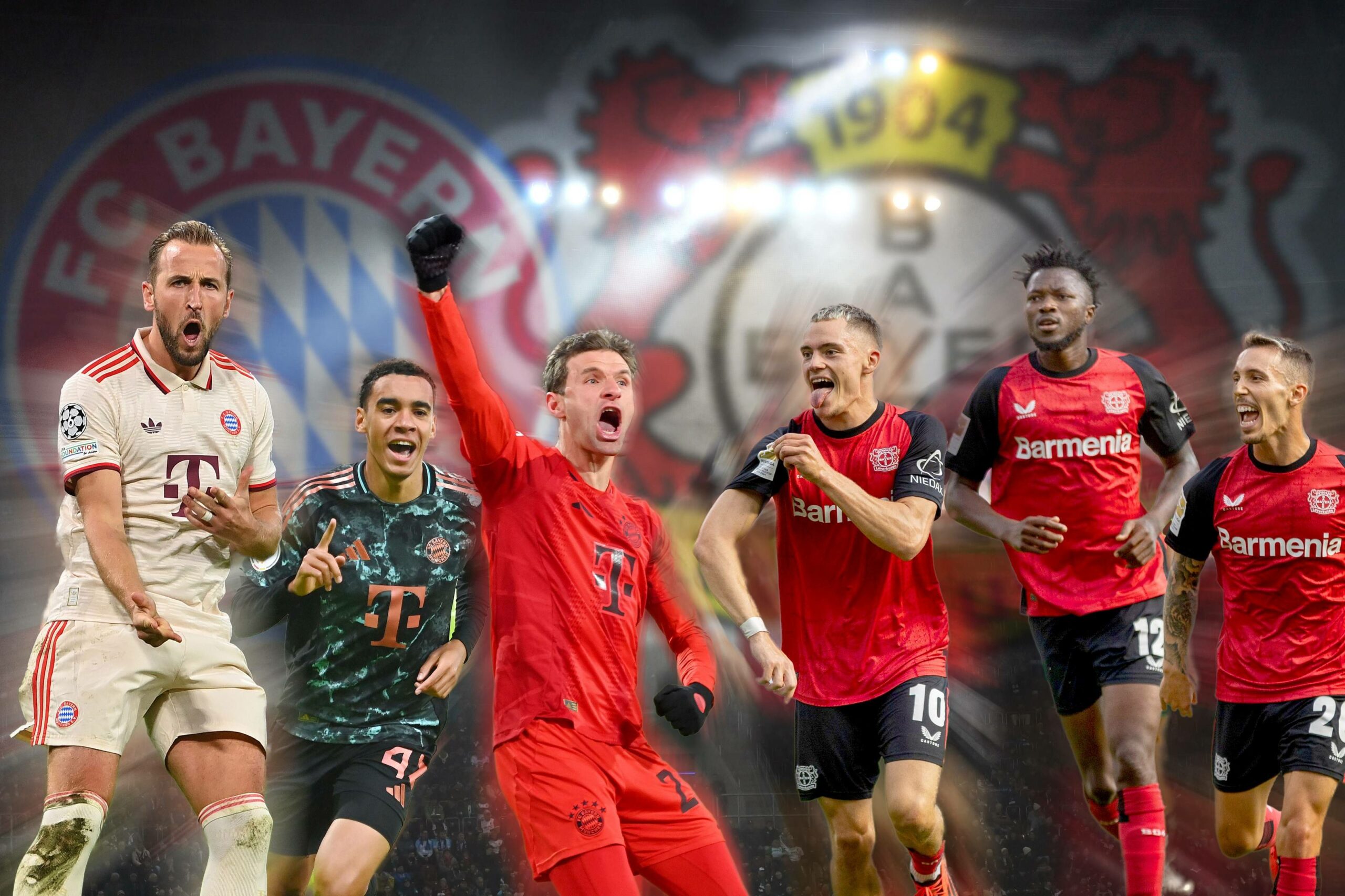 Fotomontage zum Spiel Leverkusen vs Bayern