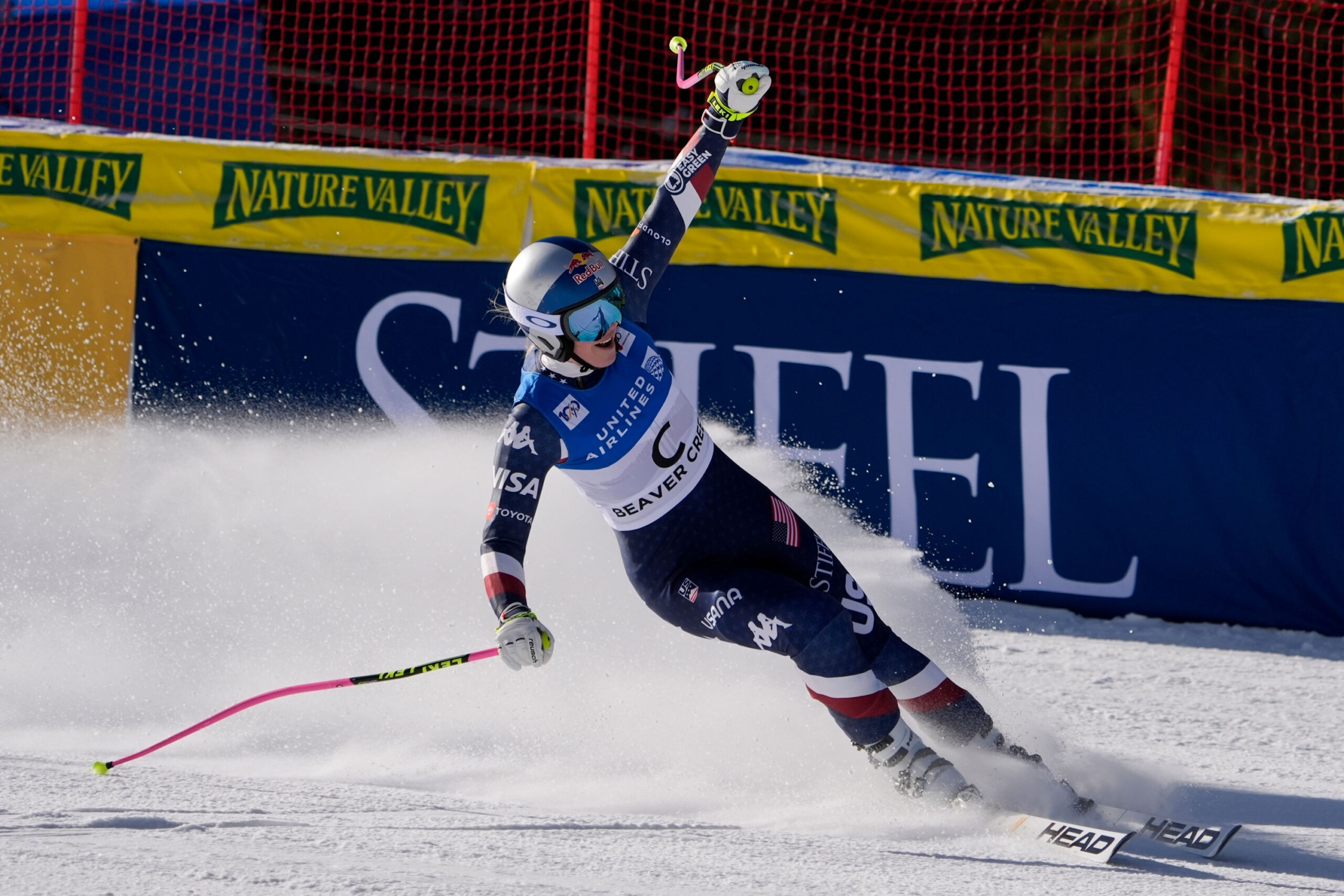 Lindsey Vonn jubelt nach ihrer Fahrt in Beaver Creek