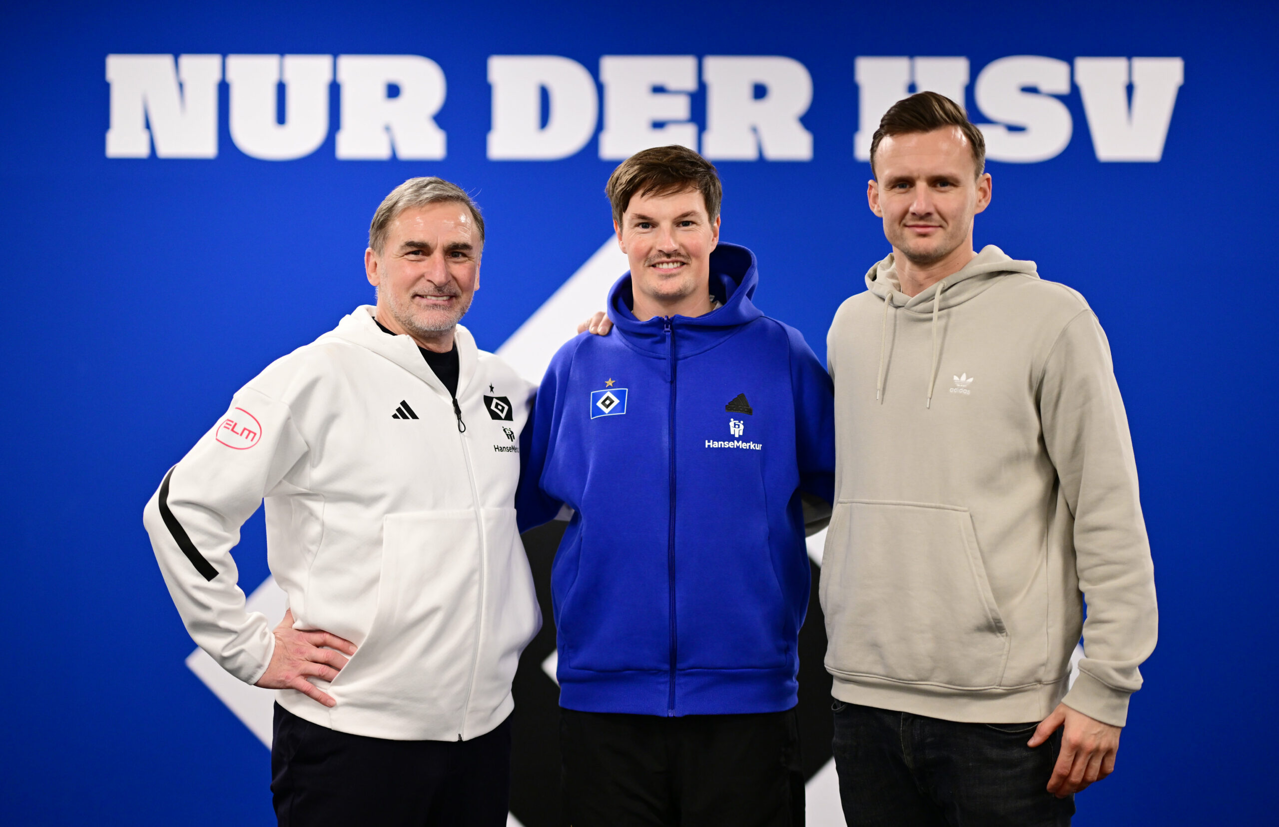 HSV-Sportvorstand Stefan Kuntz, Sportdirektor Claus Costa und Trainer Merlin Polzin.