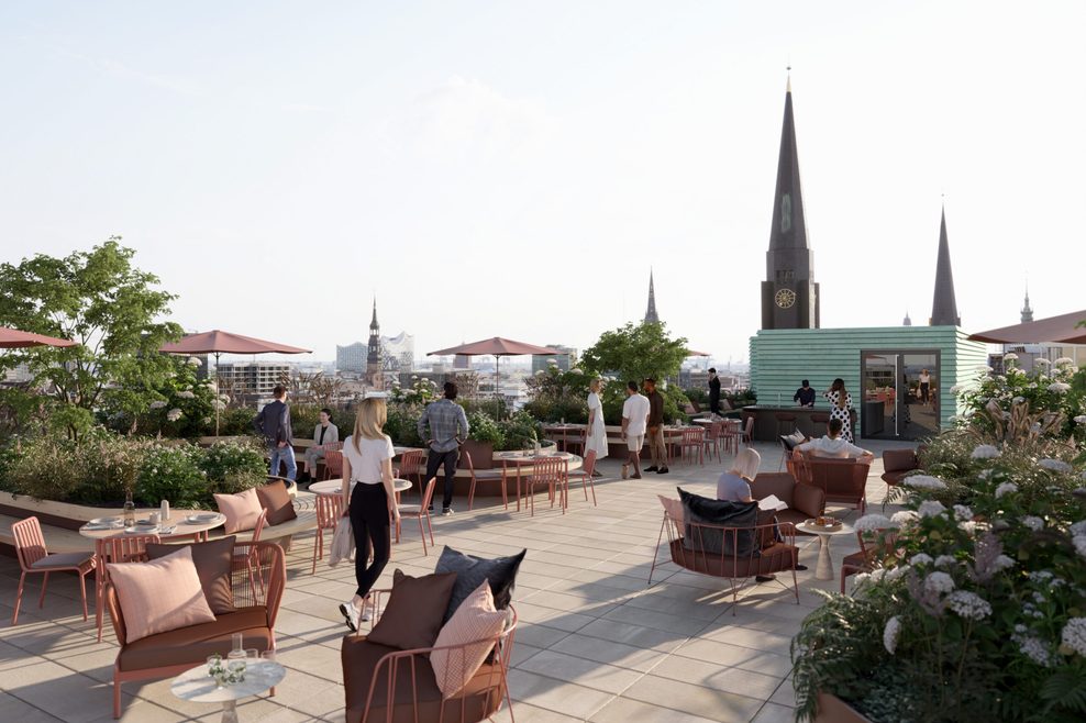 So soll die Gastronomie auf der Dachterrasse aussehen.