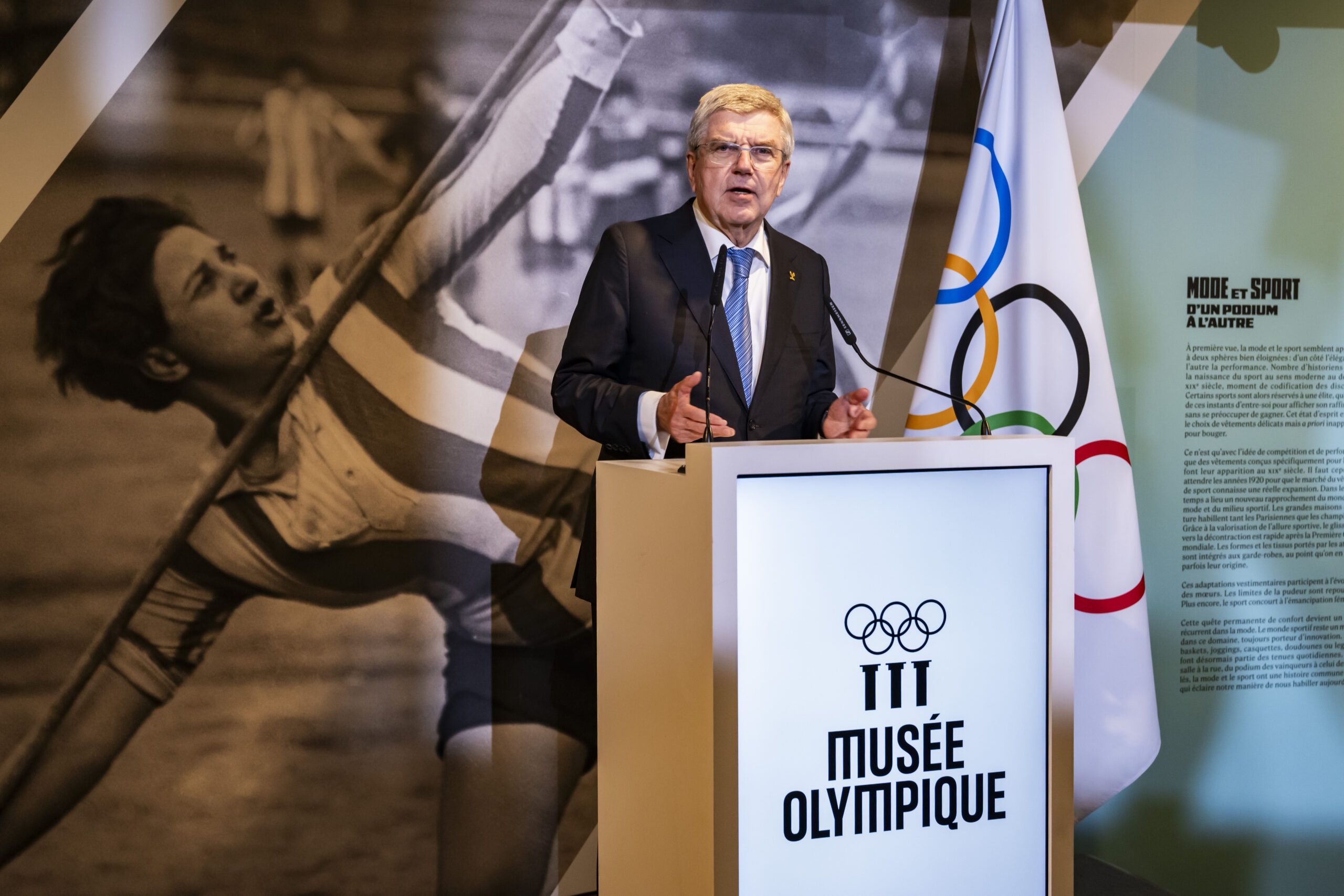 IOC-Präsident Bach hält eine Rede im Museum in Lausanne