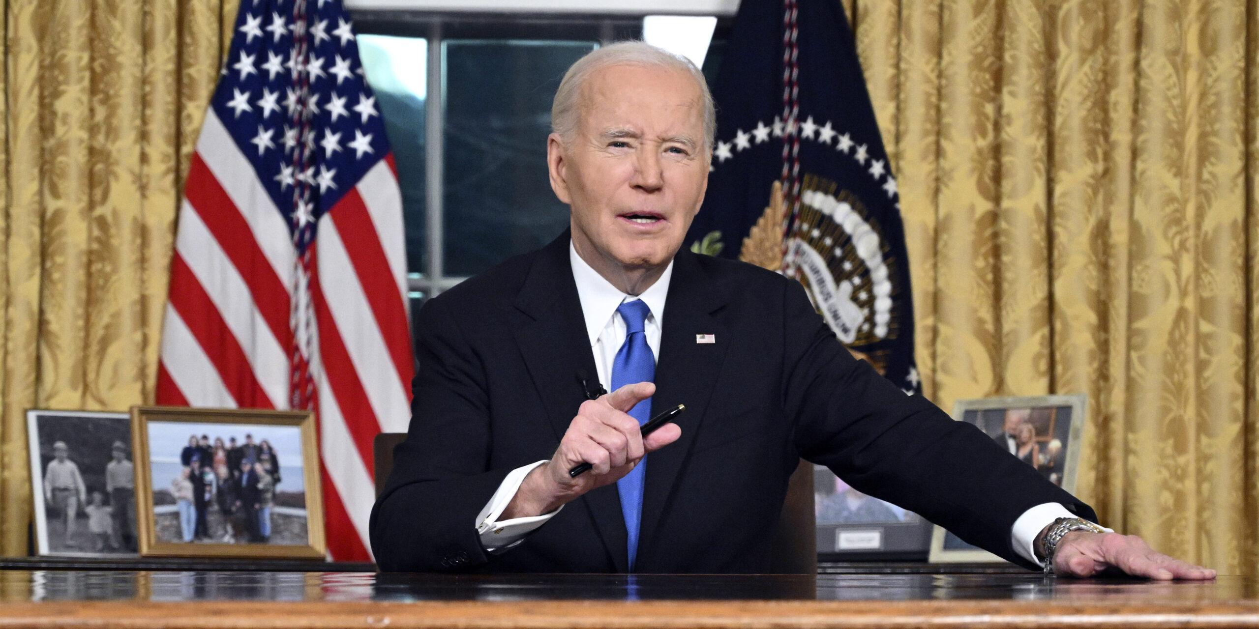 US-Präsident Joe Biden hält seine Abschiedsrede aus dem Oval Office des Weißen Hauses.