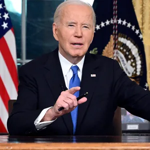 US-Präsident Joe Biden hält seine Abschiedsrede aus dem Oval Office des Weißen Hauses.