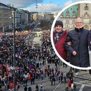 Tausende demonstrieren gegen die AfD auf dem Hamburger Jungfernstieg. Auch Bürgermeister Peter Tschentscher ist vor Ort.