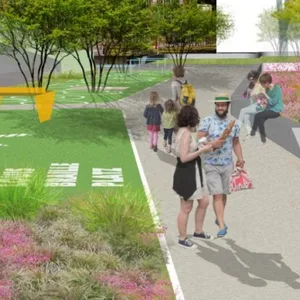 So soll der Louis-Braille-Platz in Barmbek-Süd laut den Planungen einmal aussehen – viel Grün und keine Parkplätze mehr.